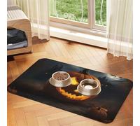 Tapis d'alimentation pour animal domestique imprimé citrouille d'Halloween pour gamelle d'eau et nourriture pour chiens, tapis distributeur d'eau pour chiens, accessoires pour chiens