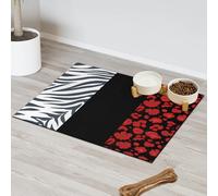 Tapis d'alimentation pour animal domestique imprimé léopard zèbre pour chat et chien, tapis d'alimentation pour animal domestique, tapis d'alimentation absorbant, antidérapant, protège les sols, set