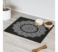 Tapis d'alimentation pour animal domestique imprimé mandala pour chat et chien, tapis d'alimentation pour animal de compagnie, tapis d'alimentation absorbant, antidérapant, protège les sols, 60,9 x