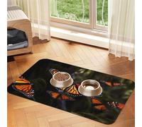 Tapis d'alimentation pour animal domestique Monarch Butterflies - En cuir synthétique - Absorbant - Protège les sols - Dos en caoutchouc antidérapant - Facile à nettoyer - 40 x 60 cm