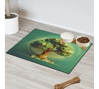 Tapis d'alimentation pour animal domestique motif arbre géométrique pour chat et chien, tapis d'alimentation pour animaux de compagnie, tapis d'alimentation absorbant, antidérapant, protège les sols
