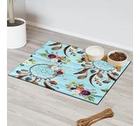 Tapis d'alimentation pour animal domestique motif attrape-rêves pour chat et chien, tapis d'alimentation ethnique, tapis d'alimentation absorbant, anti-glissement, protège les sols, 30,4 x 50,8 cm