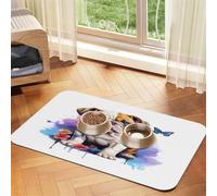 Tapis d'alimentation pour animal domestique Motif bouledogue français | Tapis d'alimentation absorbant pour chiens et chats, envers en caoutchouc antidérapant, facile à nettoyer