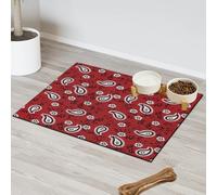 Tapis d'alimentation pour animal domestique Motif cachemire pour chat et chien Tapis d'alimentation absorbant Nti-Slip Contiennent les déversements Protège les sols Set de table 30,4 x 50,8 cm