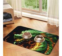 Tapis d'alimentation pour animal domestique motif dragon chinois 40 x 60 cm, tapis absorbant pour gamelle de nourriture et d'eau, tapis de nourriture pour chat en cuir synthétique, tapis imperméable à