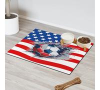 Tapis d'alimentation pour animal domestique motif drapeau des États-Unis - Tapis d'alimentation pour chat et chien - Tapis d'alimentation absorbant - Antidérapant - Protège les sols - 43,1 x 76,2 cm