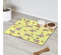 Tapis d'alimentation pour animal domestique Motif fleurs abeilles koalas pour chat et chien Tapis d'alimentation absorbant Nti-Slip Contiennent les déversements Protège les sols Set de table 30,4 x