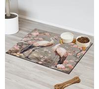 Tapis d'alimentation pour animal domestique Motif fleurs japonaises pour chat et chien Tapis d'alimentation pour animal domestique Tapis d'alimentation absorbant Nti-Slip Contain Spills Protège les