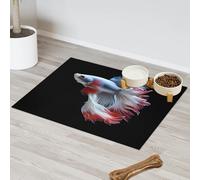 Tapis d'alimentation pour animal domestique motif poisson de combat pour chat et chien, tapis d'alimentation pour animaux de compagnie, tapis d'alimentation absorbant, antidérapant, protège les sols