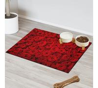 Tapis d'alimentation pour animal domestique Motif roses rouges Pour chat et chien Tapis d'alimentation pour animal domestique Tapis d'alimentation absorbant Nti-Slip Contiennent les déversements