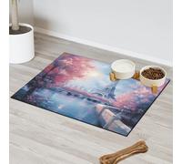 Tapis d'alimentation pour animal domestique Motif Tour Eiffel de Paris pour chat et chien Tapis d'alimentation absorbant Nti-Slip Contain Spills Protège les sols Set de table 30,4 x 50,8 cm