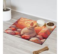 Tapis d'alimentation pour animal domestique Motif œufs de Pâques Lapin Aquarelle Tapis d'alimentation pour animal domestique Tapis d'alimentation absorbant Nti-Slip Contain Spills Protège les sols Set