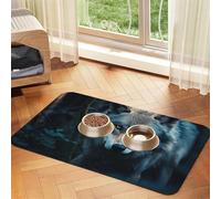 Tapis d'alimentation pour animal domestique Motif yeux bleus Wolf2 pour gamelle de nourriture et d'eau Tapis distributeur d'eau pour chiens Accessoires pour chiens