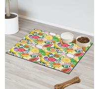 Tapis d'alimentation pour animaux de compagnie à motif de fruits tropicaux pour chat et chien, tapis de nourriture pour animal domestique, tapis d'alimentation absorbant, antidérapant, protège les