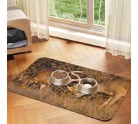 Tapis d'alimentation pour animaux de compagnie à queue blanche avec dessus en polyuréthane absorbant l'eau et base en caoutchouc - Tapis de nourriture antidérapant pour chiens, chats et animaux de