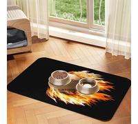 Tapis d'alimentation pour animaux de compagnie avec dessus en polyuréthane absorbant l'eau et base en caoutchouc - Tapis antidérapant pour chien et chat 30 x 45 cm