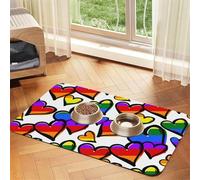 Tapis d'alimentation pour animaux de compagnie avec dessus en polyuréthane absorbant l'eau et base en caoutchouc - Tapis d'alimentation antidérapant pour chats, chiens et animaux de compagnie, 30 x 45