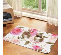 Tapis d'alimentation pour animaux de compagnie avec dessus en polyuréthane absorbant l'eau et base en caoutchouc - Tapis antidérapant pour chien et chat - 40 x 60 cm