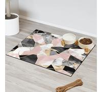 Tapis d'alimentation pour animaux de compagnie avec imprimé géométrique en marbre pour chat et chien, tapis d'alimentation pour animaux de compagnie, tapis d'alimentation absorbant, antidérapant