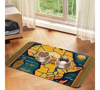 Tapis d'alimentation pour animaux de compagnie imprimé carte du monde abstrait pour gamelle d'eau et de nourriture pour chiens, tapis distributeur d'eau pour chiens, accessoires pour chiens