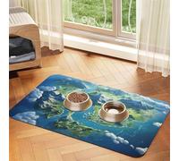 Tapis d'alimentation pour animaux de compagnie imprimé carte du monde pour nourriture et bol d'eau pour chiens Tapis distributeur d'eau Tapis pour chiens Accessoires pour chiens