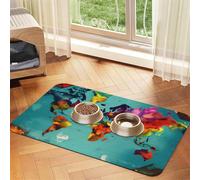 Tapis d'alimentation pour animaux de compagnie imprimé carte du monde pour nourriture et bol d'eau pour chiens Tapis distributeur d'eau Tapis pour chiens Accessoires pour chiens