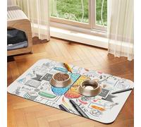 Tapis d'alimentation pour animaux de compagnie imprimé cerveau humain pour chiens et chats, absorbant, imperméable et antidérapant, tapis de table antidérapant pour gamelle, séchage rapide, protection