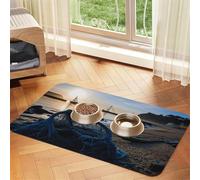 Tapis d'alimentation pour animaux de compagnie imprimé filets de pêche pour gamelle d'eau et de nourriture pour chiens, tapis distributeur d'eau pour chiens, accessoires pour chiens