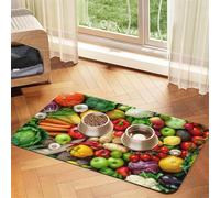 Tapis d'alimentation pour animaux de compagnie imprimé fruits et légumes frais pour chiens et chats, absorbant, imperméable, tapis de nourriture pour chien, antidérapant, set de table pour gamelle