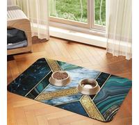 Tapis d'alimentation pour animaux de compagnie imprimé marbre géométrique pour chiens et chats, absorbant, imperméable et antidérapant, tapis de table antidérapant pour gamelle, séchage rapide