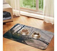 Tapis d'alimentation pour animaux de compagnie imprimé paysage pour chiens et chats, absorbant, imperméable, antidérapant, tapis de table pour gamelle, séchage rapide, protection du sol, nappe en cuir