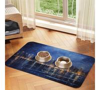 Tapis d'alimentation pour animaux de compagnie imprimé scène de nuit pour gamelle de nourriture et d'eau, tapis distributeur d'eau pour chiens, accessoires pour chiens