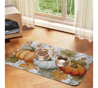Tapis d'alimentation pour Animaux de Compagnie, Motif citrouilles aquarelles, Feuilles d'érable, napperon en Cuir Absorbant pour Chiens et Chats, Tapis de gamelle, Plateau de Nourriture, Tapis distri