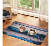 Tapis d'alimentation pour animaux de compagnie Motif coucher de soleil et lever du soleil avec vagues de la mer et de l'océan Pour gamelle d'eau et nourriture