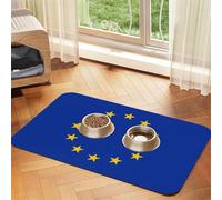 Tapis d'alimentation pour animaux de compagnie motif drapeau de l'UE - Nappe en cuir absorbant - Imperméable - Pas de taches - Séchage rapide - Antidérapant - 45 x 30 cm