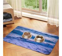 Tapis d'alimentation pour animaux de compagnie Motif plage coucher de soleil et vagues de l'océan Pour gamelle de nourriture et d'eau Tapis distributeur d'eau pour chiens Accessoires pour chiens