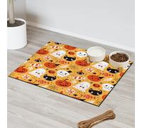 Tapis d'alimentation pour animaux de compagnie sur le thème des fêtes d'Halloween pour chat et chien, tapis d'alimentation pour animaux de compagnie, tapis d'alimentation absorbant, antidérapant