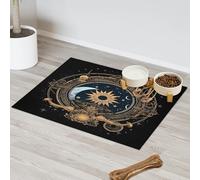 Tapis d'alimentation pour chat et chien avec logos mystiques ethniques tribaux et mystiques - Tapis d'alimentation absorbant - Antidérapant - Protège les sols - 30,4 x 50,8 cm