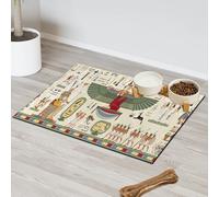 Tapis d'alimentation pour chat et chien Imprimé Égypte ancienne Tapis d'alimentation pour gamelle d'eau Hiéroglyphe Égypte Tapis d'alimentation absorbant Nti-Slip Contain les déversements Protège les