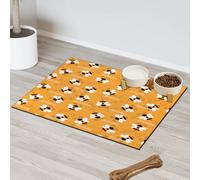 Tapis d'alimentation pour chat et chien Motif abeille Tapis d'alimentation absorbant Nti-Slip Contiennent les déversements Protège les sols Set de table 30,4 x 50,8 cm