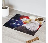 Tapis d'alimentation pour chat et chien Motif aigle américain Drapeau des États-Unis Tapis d'alimentation absorbant Nti-Slip Contain Spills Protège les sols Set de table 40,6 x 60,9 cm