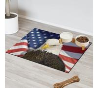 Tapis d'alimentation pour chat et chien Motif drapeau américain 43,1 x 76,2 cm