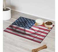 Tapis d'alimentation pour chat et chien - Motif drapeau américain - Absorbant - Antidérapant - Protège les sols - 43,1 x 76,2 cm