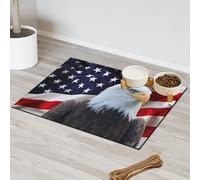 Tapis d'alimentation pour chat et chien Motif drapeau américain Aigle Tapis d'alimentation absorbant Nti-Slip Contain Spills Protège les sols 43,1 x 76,2 cm