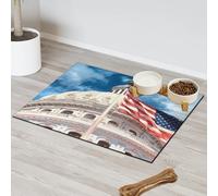 Tapis d'alimentation pour chat et chien Motif drapeau américain Motif paysage des États-Unis Tapis d'alimentation absorbant Nti-Slip Contain Spills Protège les sols Set de table 30,4 x 50,8 cm