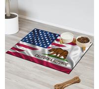 Tapis d'alimentation pour chat et chien Motif drapeau américain Tapis d'alimentation absorbant Nti-Slip Contiennent les déversements Protège les sols 43,1 x 76,2 cm