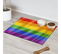Tapis d'alimentation pour chat et chien Motif drapeau arc-en-ciel Tapis d'alimentation pour animal domestique Tapis d'alimentation absorbant Nti-Slip Contain Spills Protège les sols 43,1 x 76,2 cm