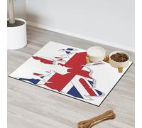 Tapis d'alimentation pour chat et chien Motif drapeau britannique Tapis d'alimentation absorbant Nti-Slip Contiennent les déversements Protège les sols 43,1 x 76,2 cm