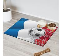 Tapis d'alimentation pour chat et chien - Motif drapeau de football français - Tapis d'alimentation absorbant - Antidérapant - Protège les sols - 43,1 x 76,2 cm