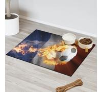 Tapis d'alimentation pour chat et chien - Motif drapeau de la France - Absorbant - Antidérapant - Protège les sols - 43,1 x 76,2 cm